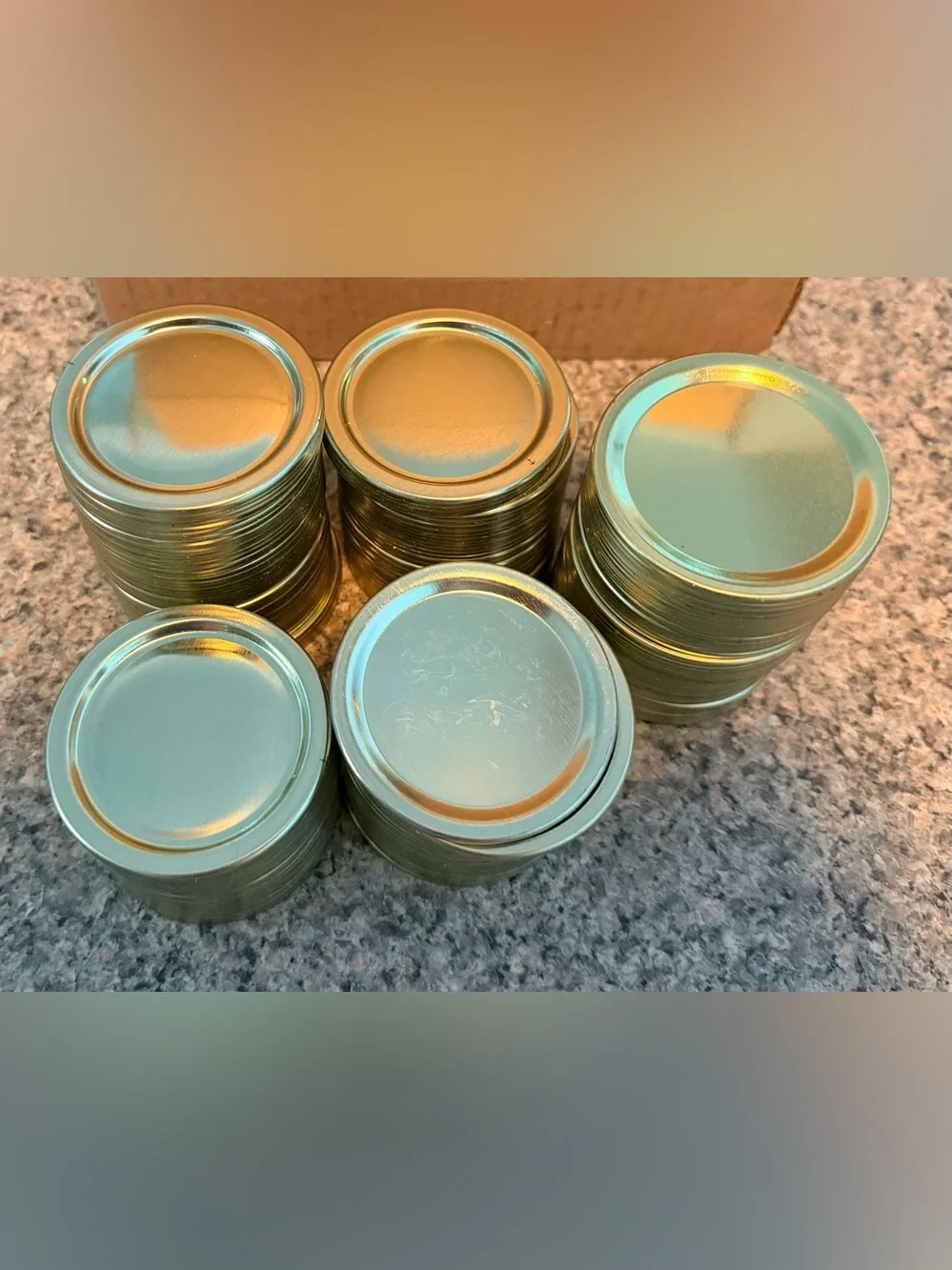 200 (approx) Metal Mason Jar Lids - Metallic Gold- Regular Size